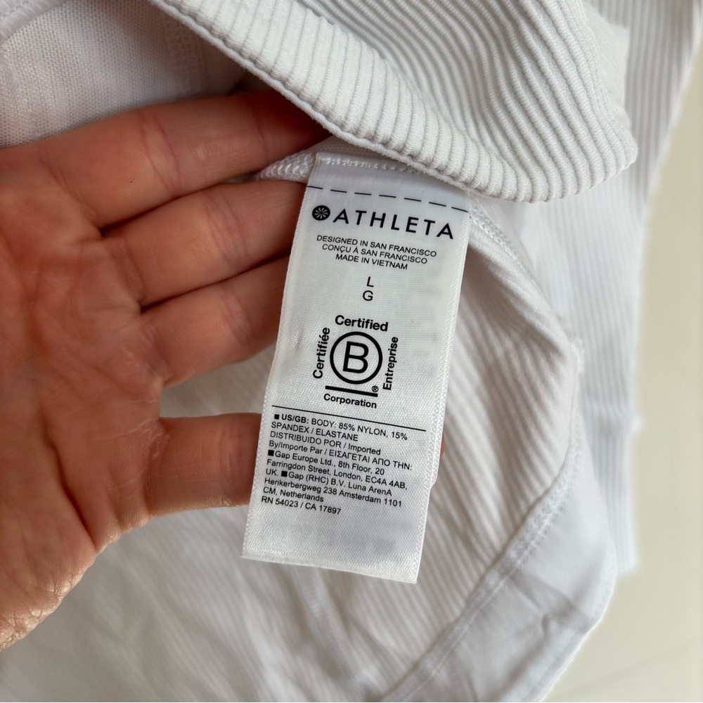 Athleta White ribbed salutation jacket large - Picture 5 of 6